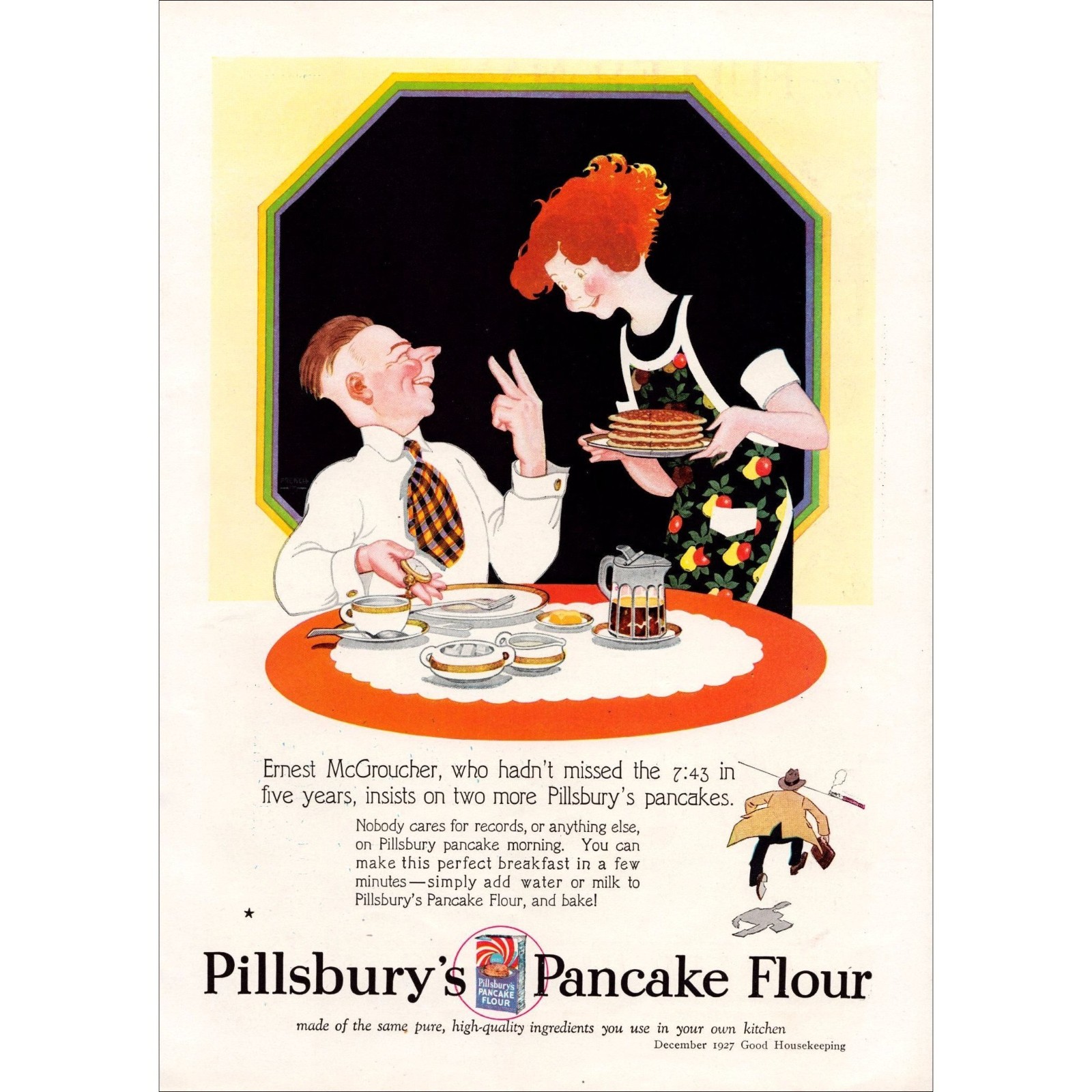 1927 Pillsbury’s Pancake Flour Original Vintage Print Ad