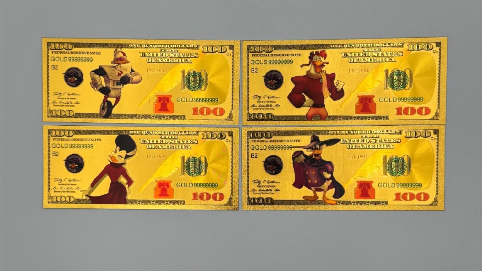 24k Gold Foil Disney Let's get Dangerous Banknote Set Collectible Novelty Art