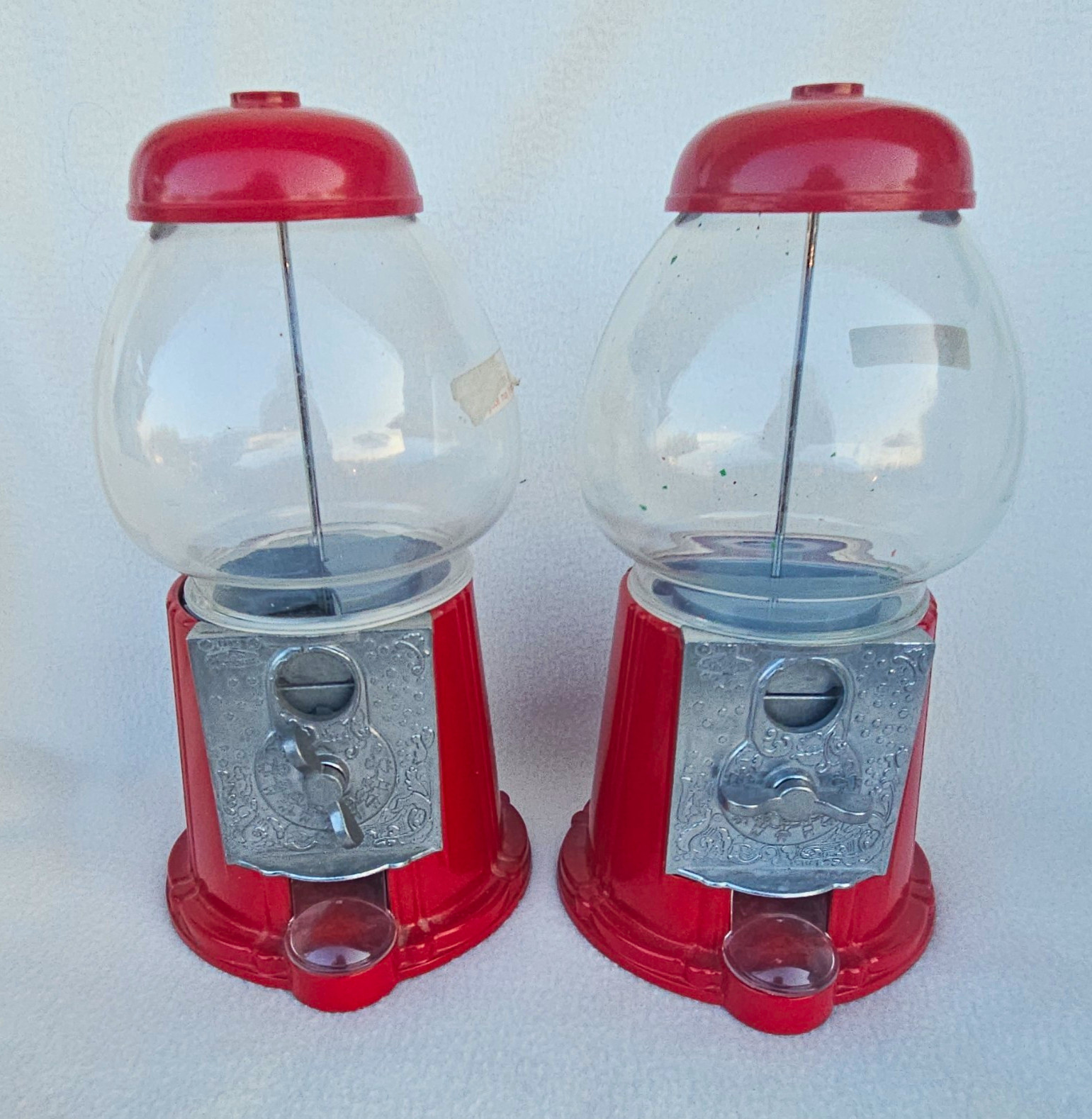 2 Vintage 1985 Carousel  Tabletop Gumball Machines Red with Glass Globe