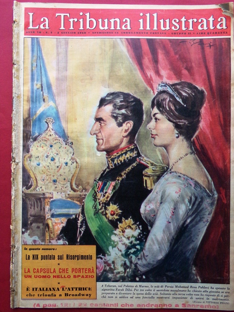 La Tribuna Illustrata January 3, 1960 Wedding Pahlevi Diba Gabelli Mercury Wheatley
