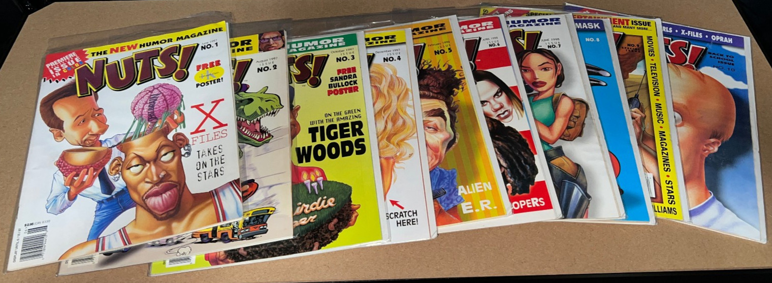 Nuts Humor Magazine #1-10 COMPLETE Series - Rare  1997-1998