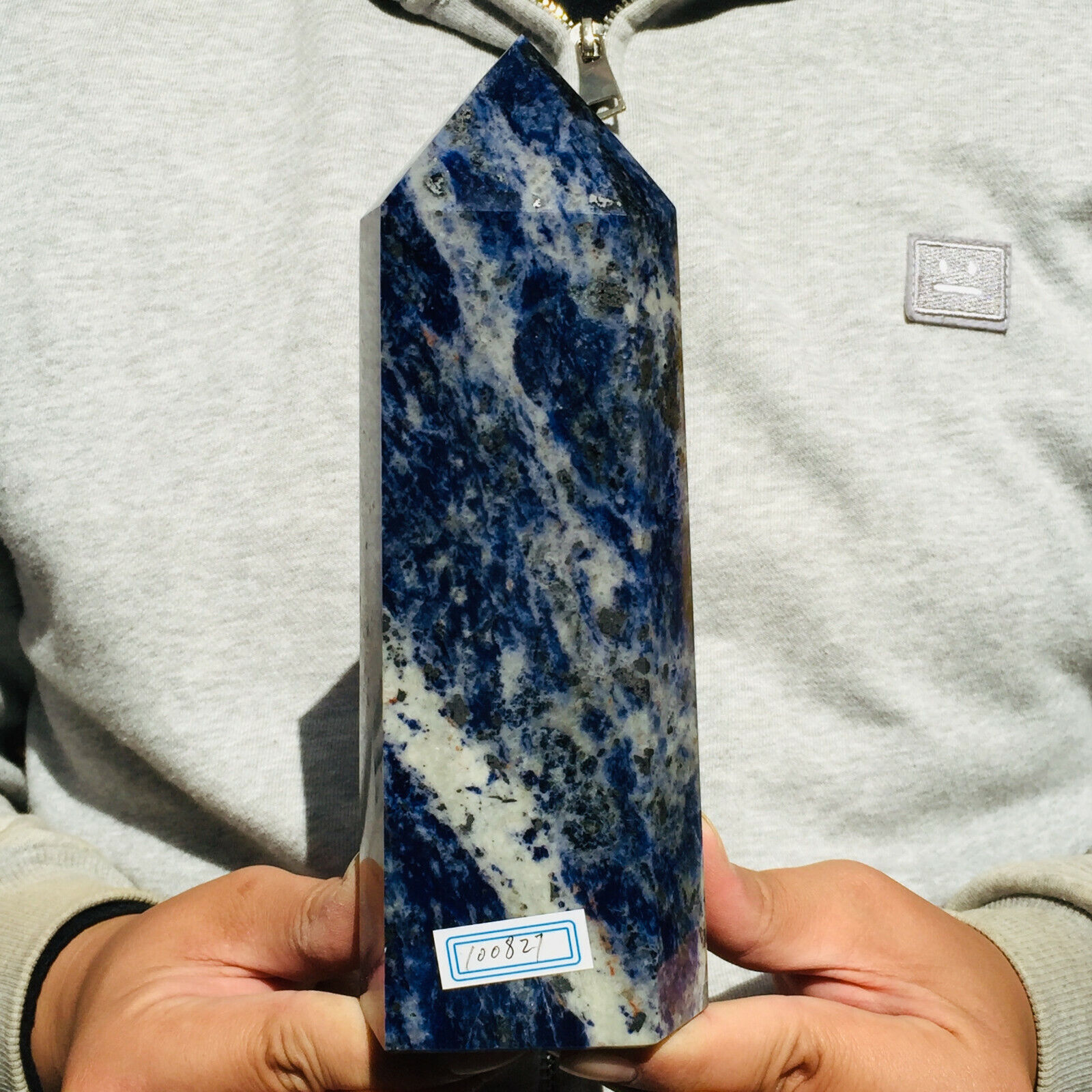 1250g Large Natural Blue Sodalite Crystal Gemstone Point Wand Healing Obelisk  