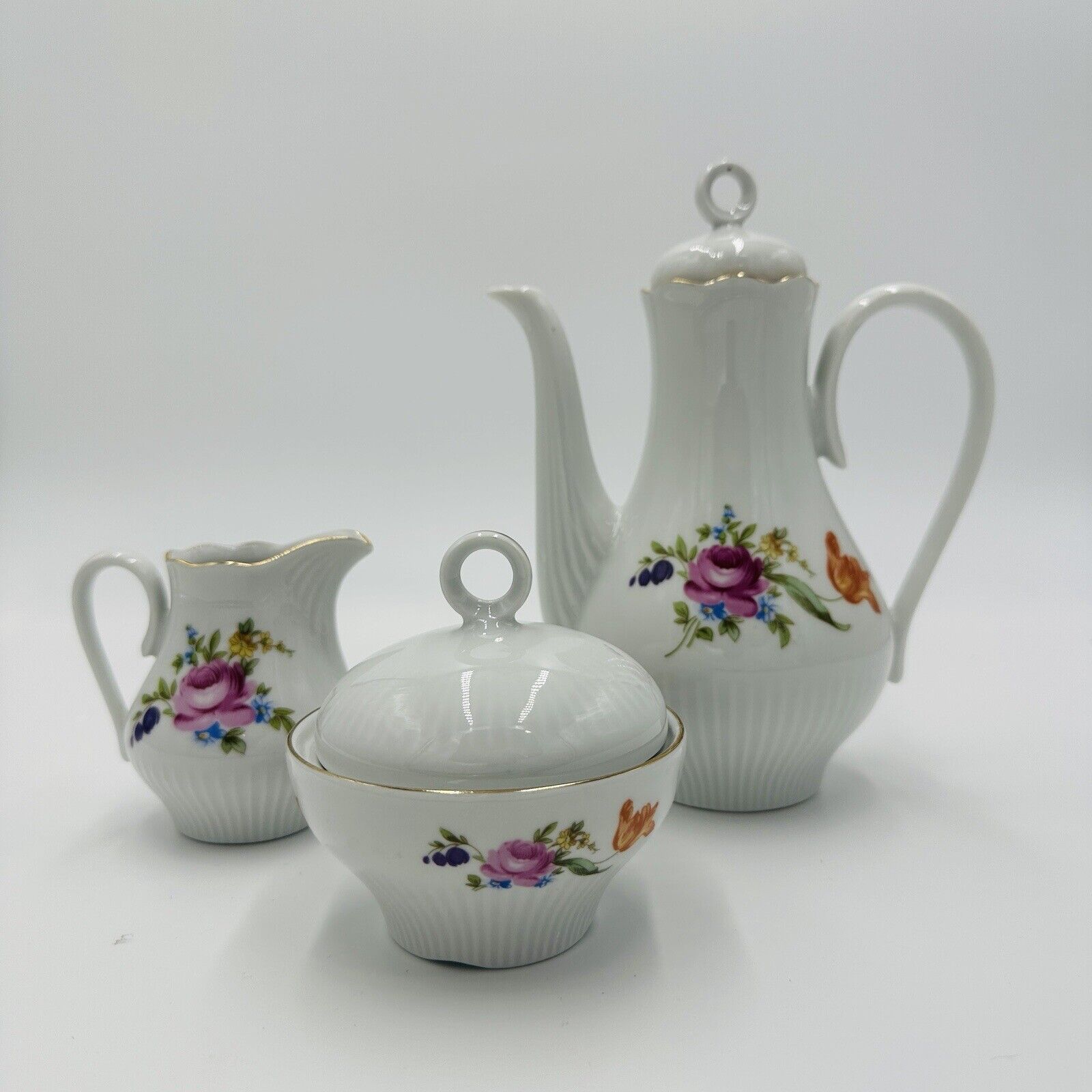 JlMenau Graf Von Henneberg Tea Set White Floral Porcelain German Demitasse 1777