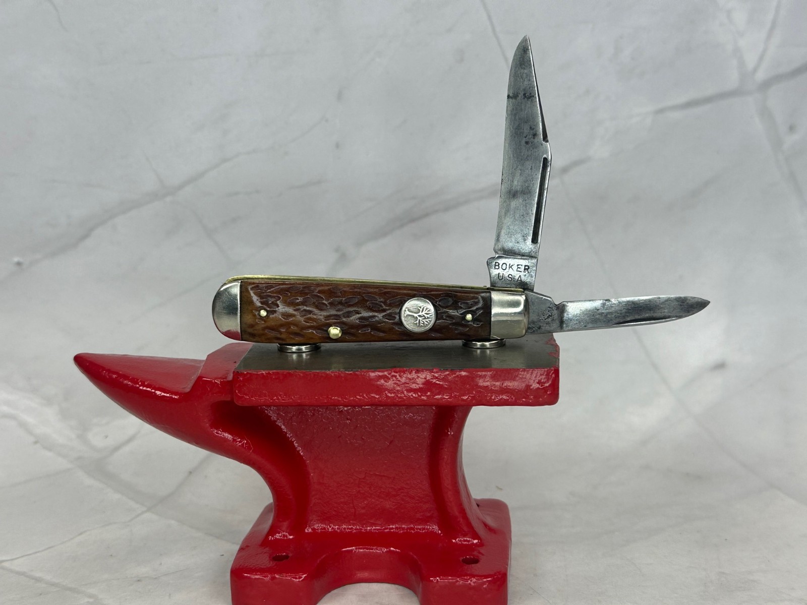 Vintage 1945-83 Boker USA 9696 Swell End Jack Knife Jigged Antique Bone Scales