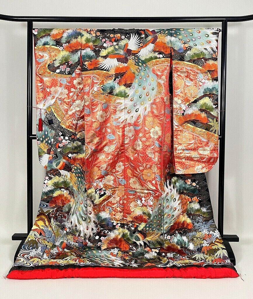 Japanese kimono, UCHIKAKE, Wedding Robe,Phoenix,Embroidery, L6'..3985