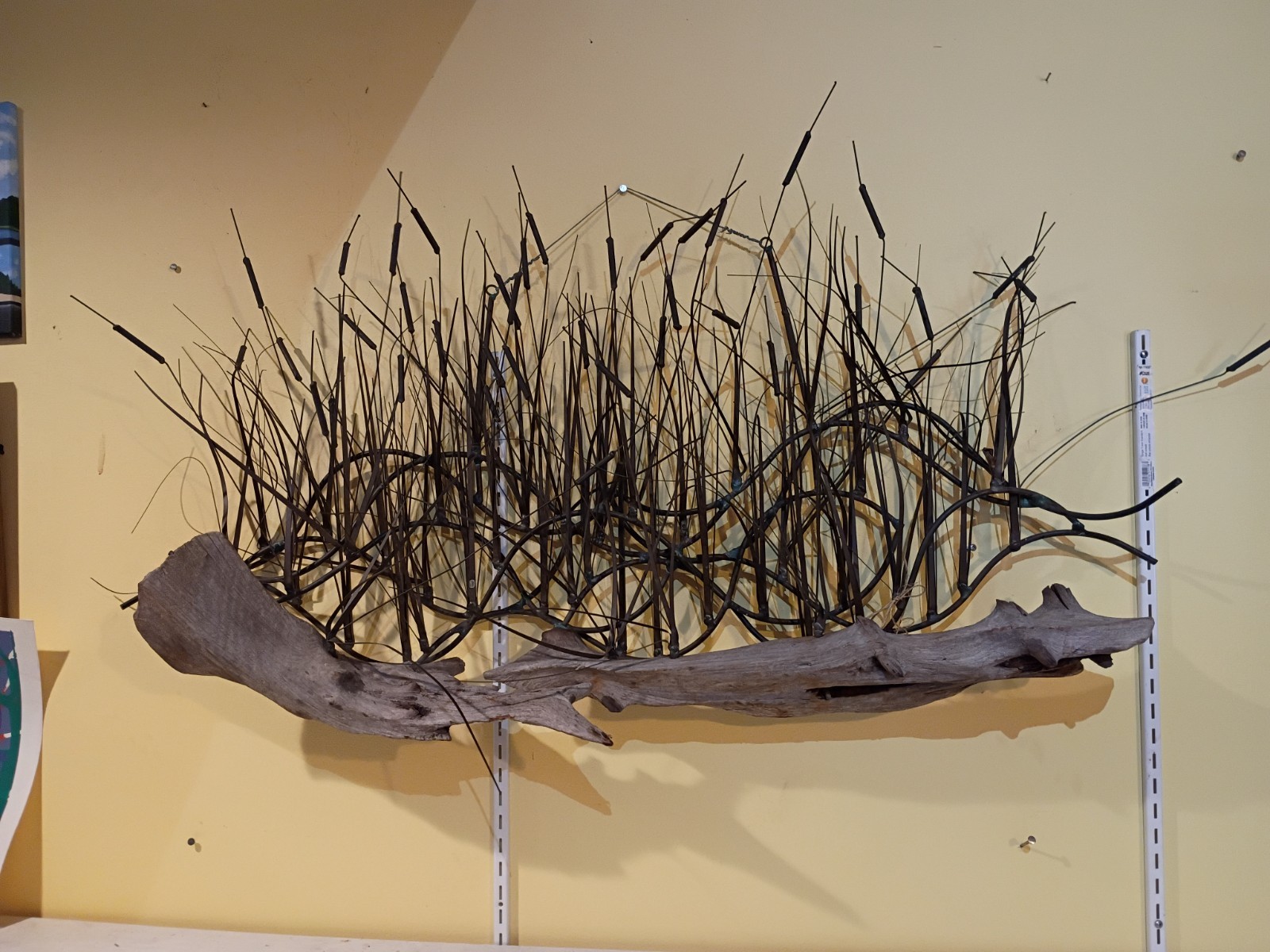 MASSIVE MCM VTG C Jere Era Brutalist Kinetic Copper Cattails Wall Art Sculpture 