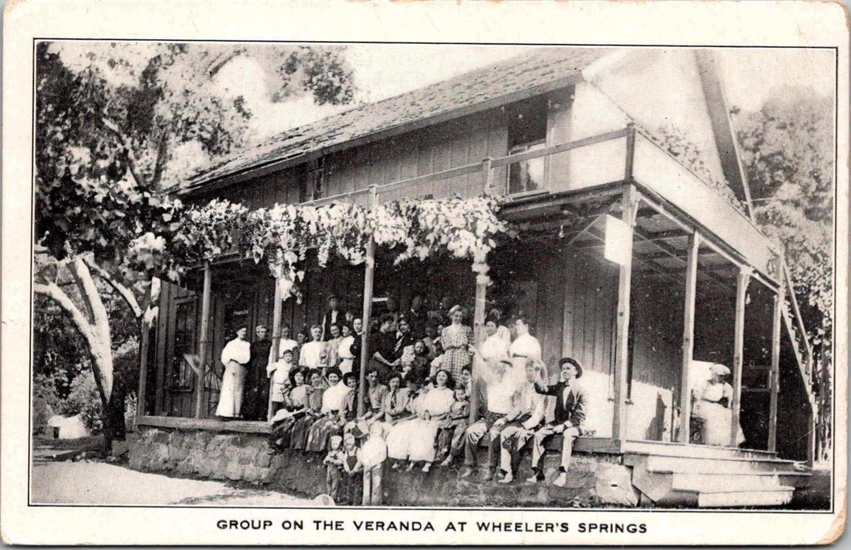 c1908 Group On The Veranda At Wheeler's Springs Ojai California CA Postcard
