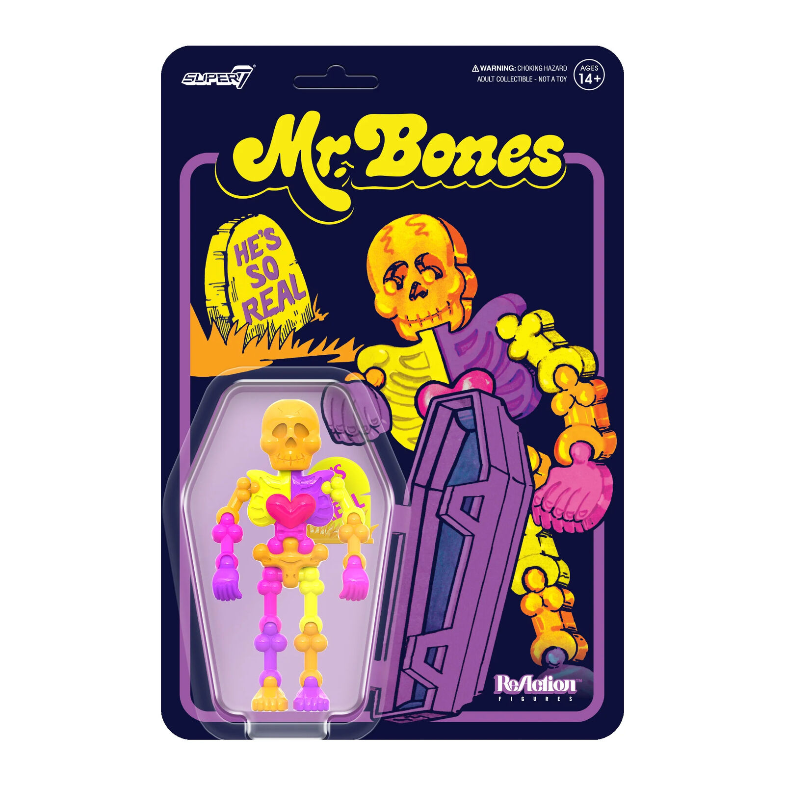Mr. Bones Super7 Reaction Action Figure (pink, orange, purple, yellow)