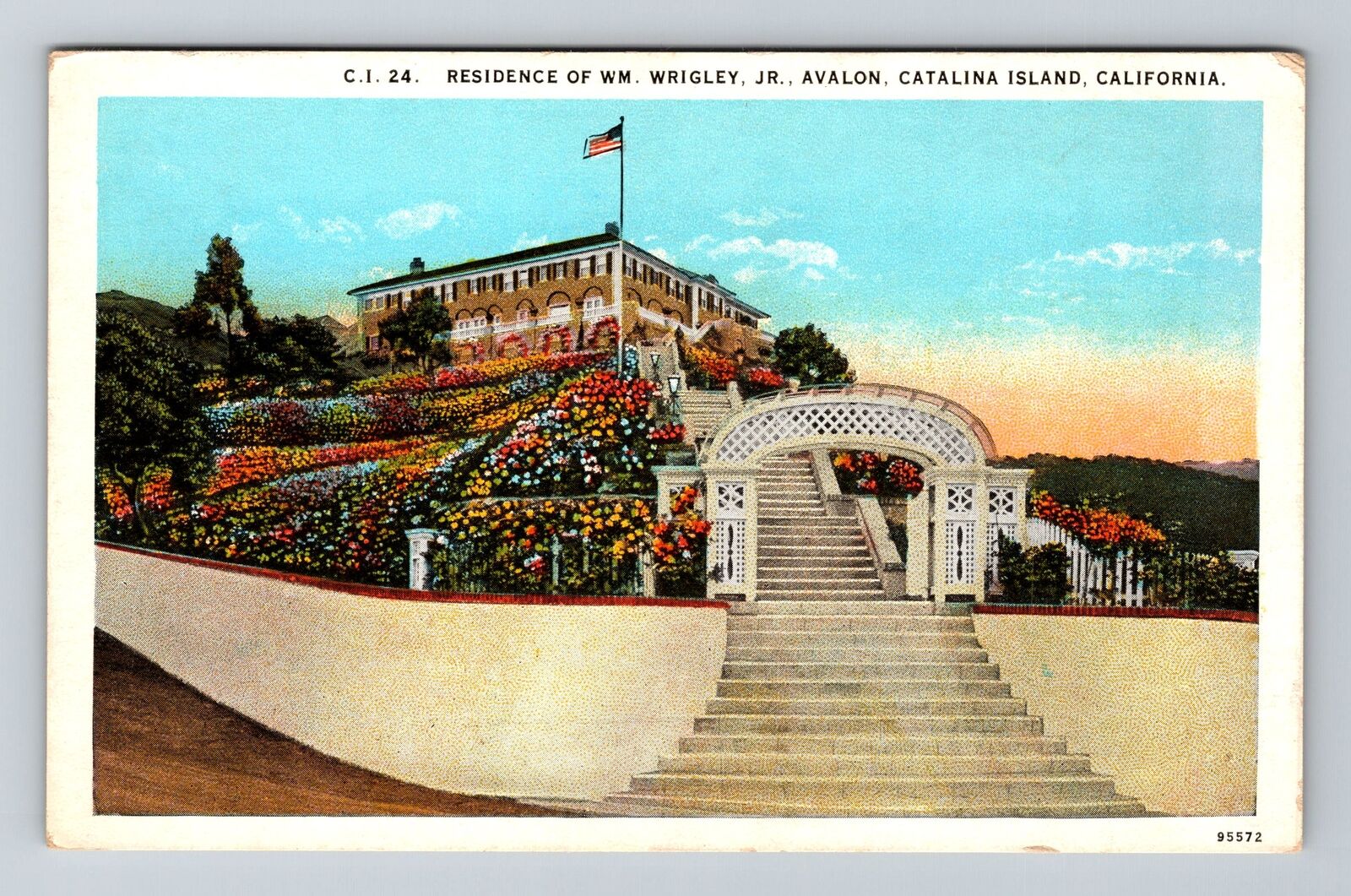 Catalina Island CA-California, Residence WM Wrigley, Vintage Postcard