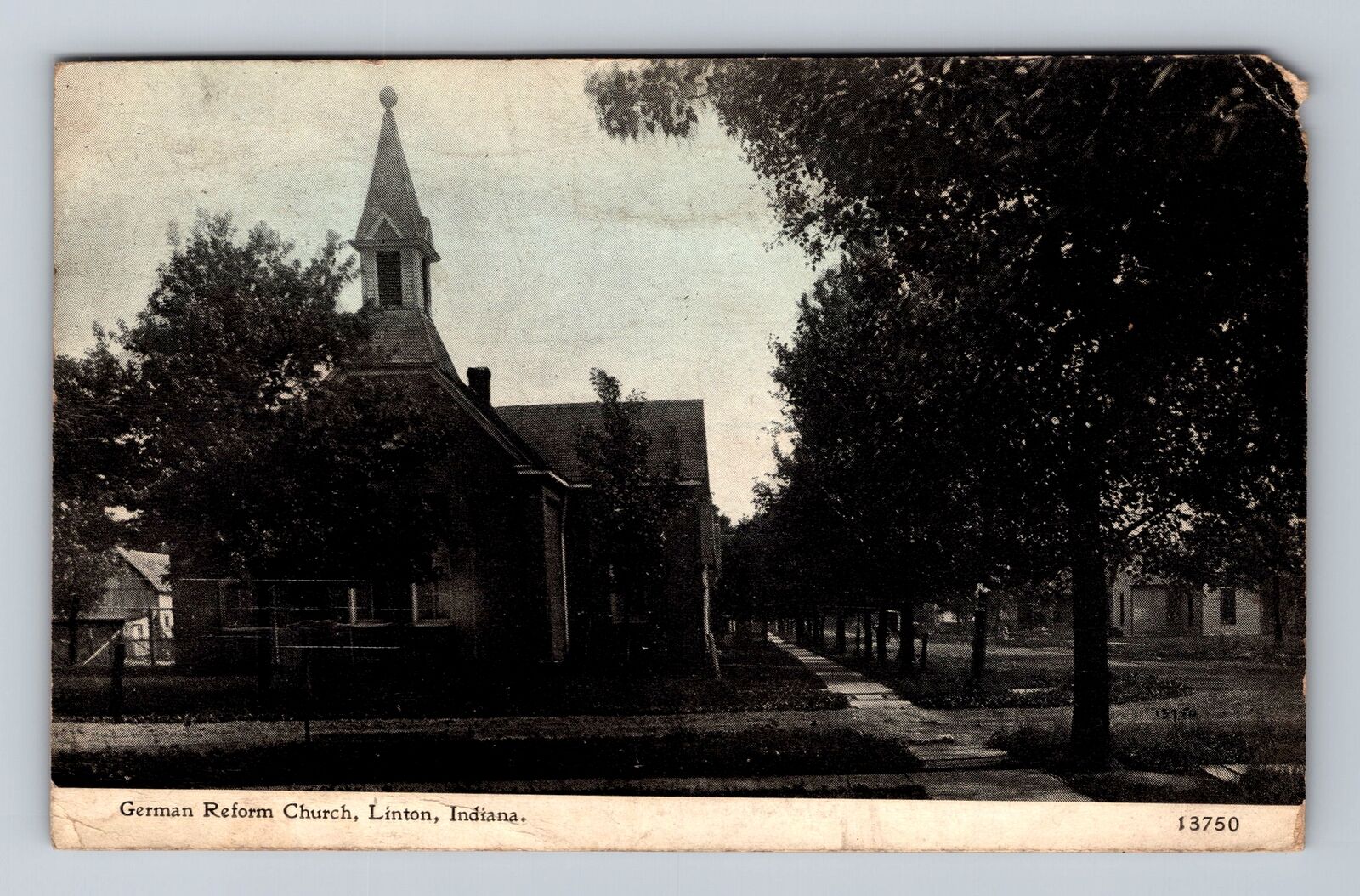 Linton IN-Indiana, German Reform Church, Antique Vintage c1915 Postcard