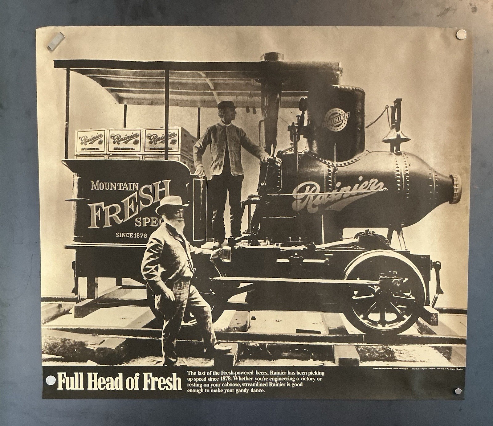 Rainier Beer Full Head of Fresh Poster 25.5