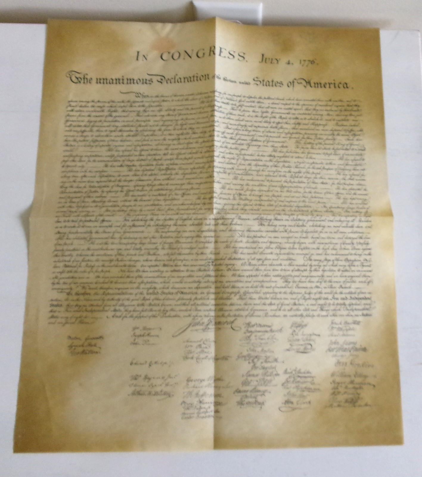 Reproduction of US Declaration of Independence Social Studies US History