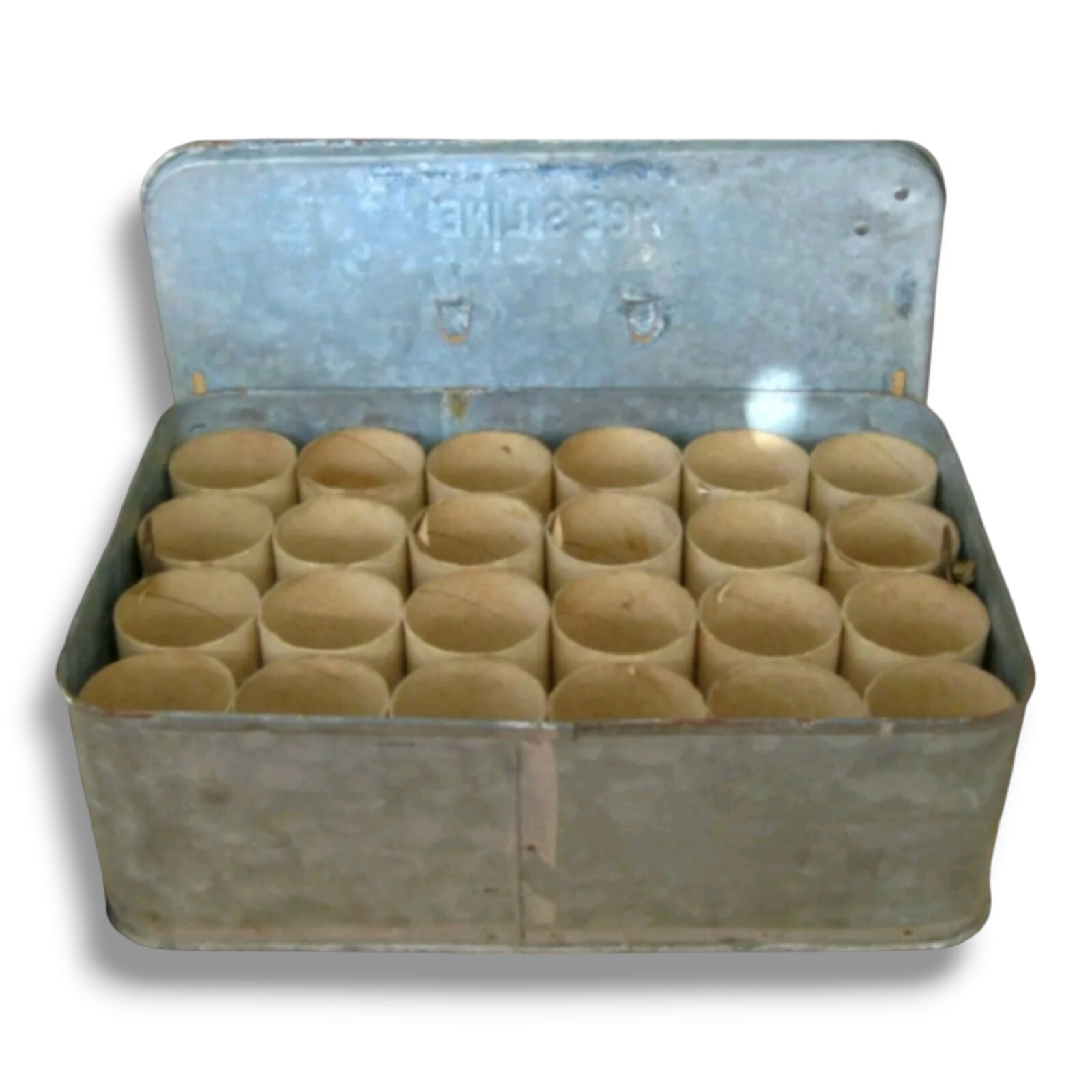 1920s Antique Moe\'s Line Hoeft Co Galvanized 2 Doz Egg Carrier Farm Decor