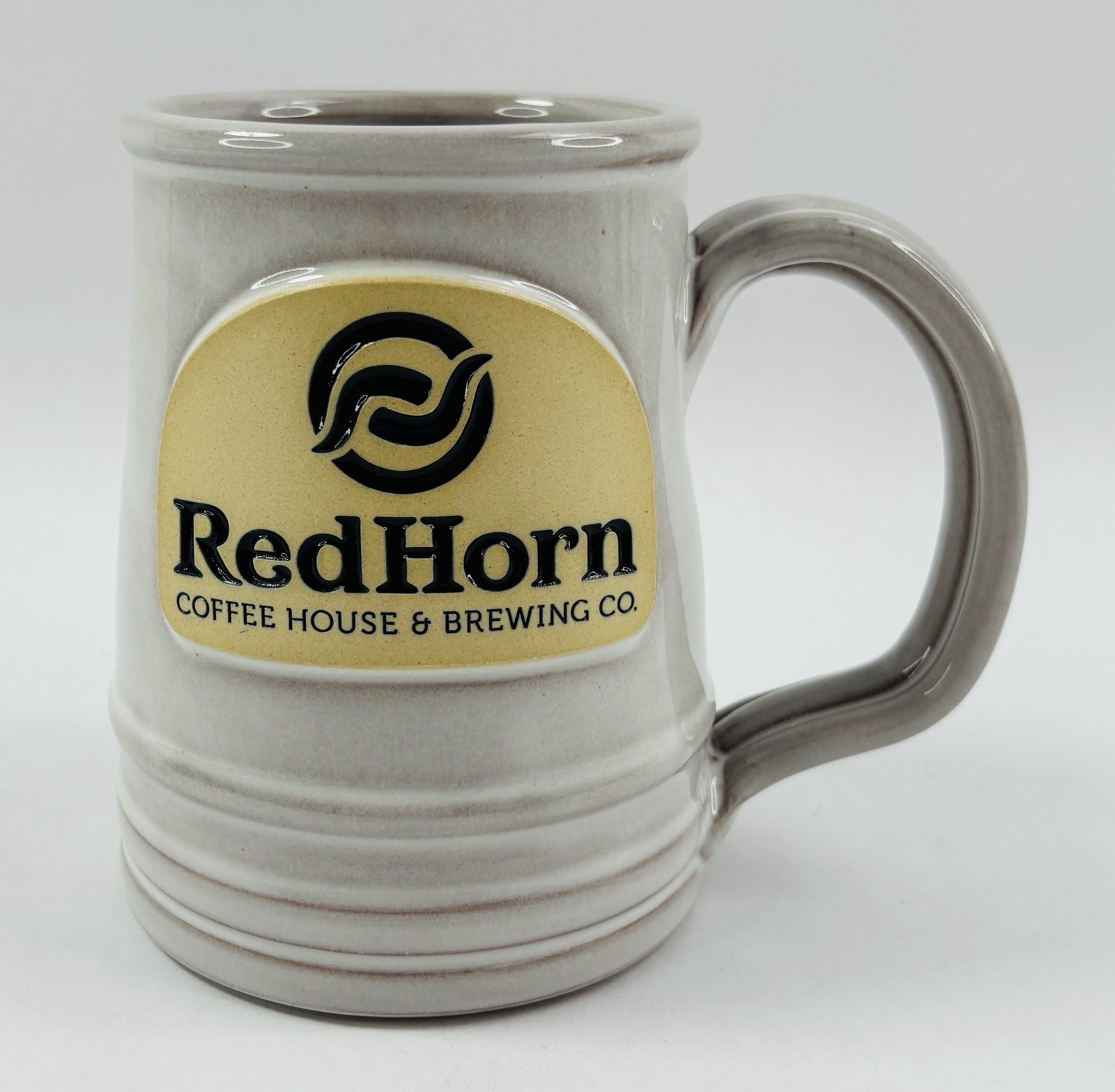 Red Horn Coffee House & Brewing Co Deneen Pottery Mug 2020 Hand Thrown Grey