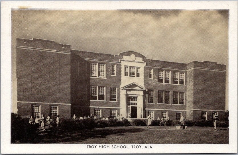 Vintage 1940s TROY, Alabama Postcard \