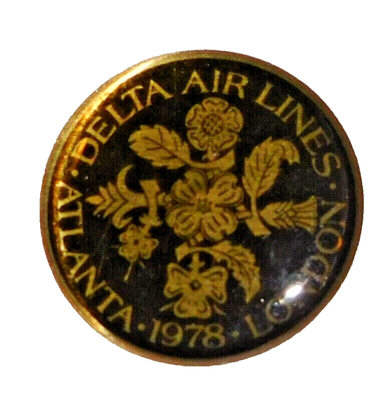Delta Airlines 1978 Atlanta to London Lapel Pin NOS