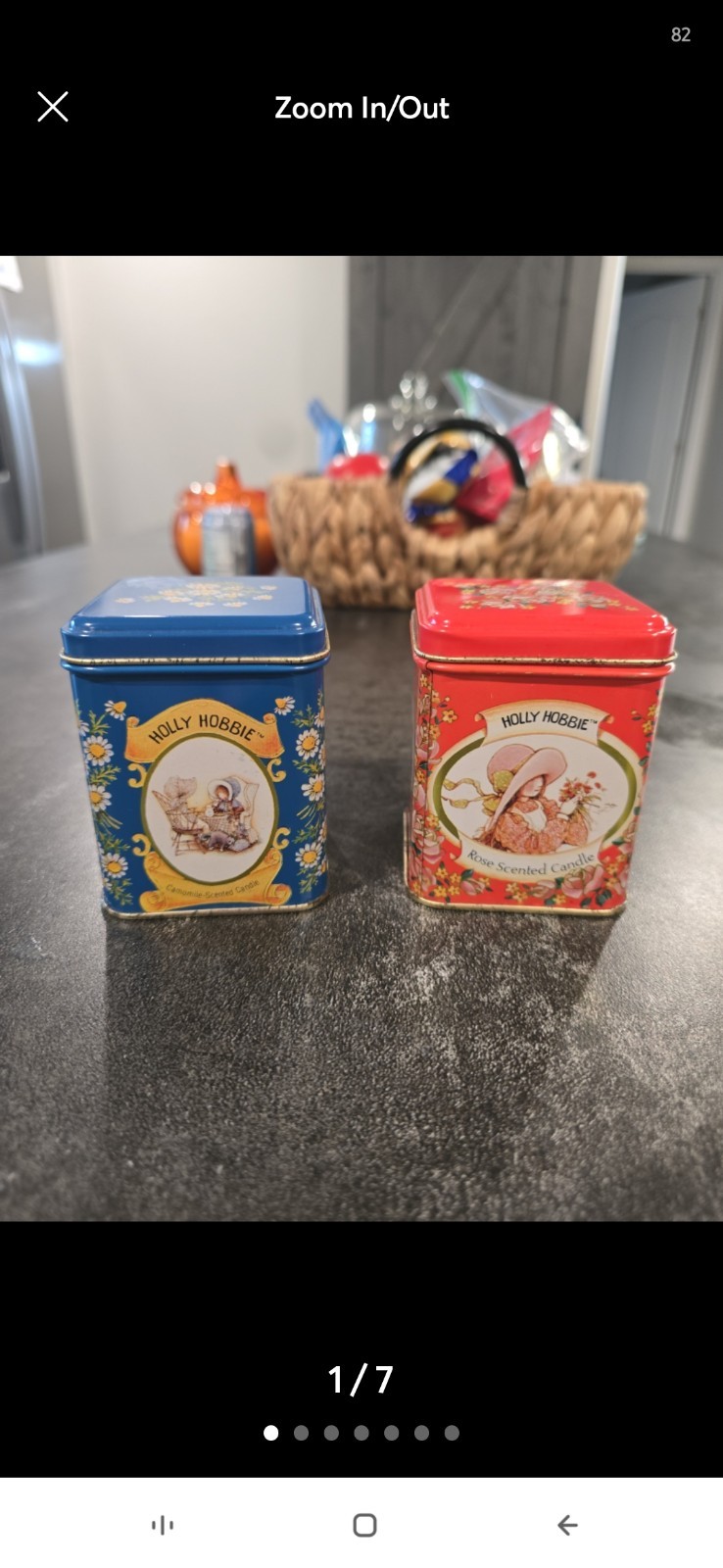 2 Vintage Holly Hobbie Scented Candle Tins - Rose Hip & Camomile Tea Guild House