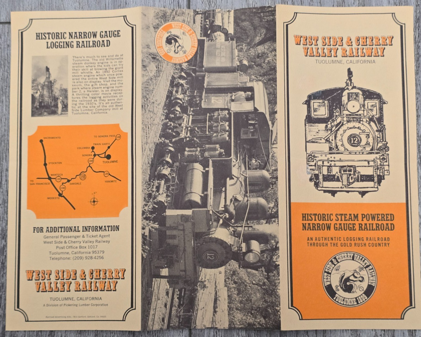 1971 West Side & Cherry Valley Railway Tuolumne CA Steam Train Brochure Shay
