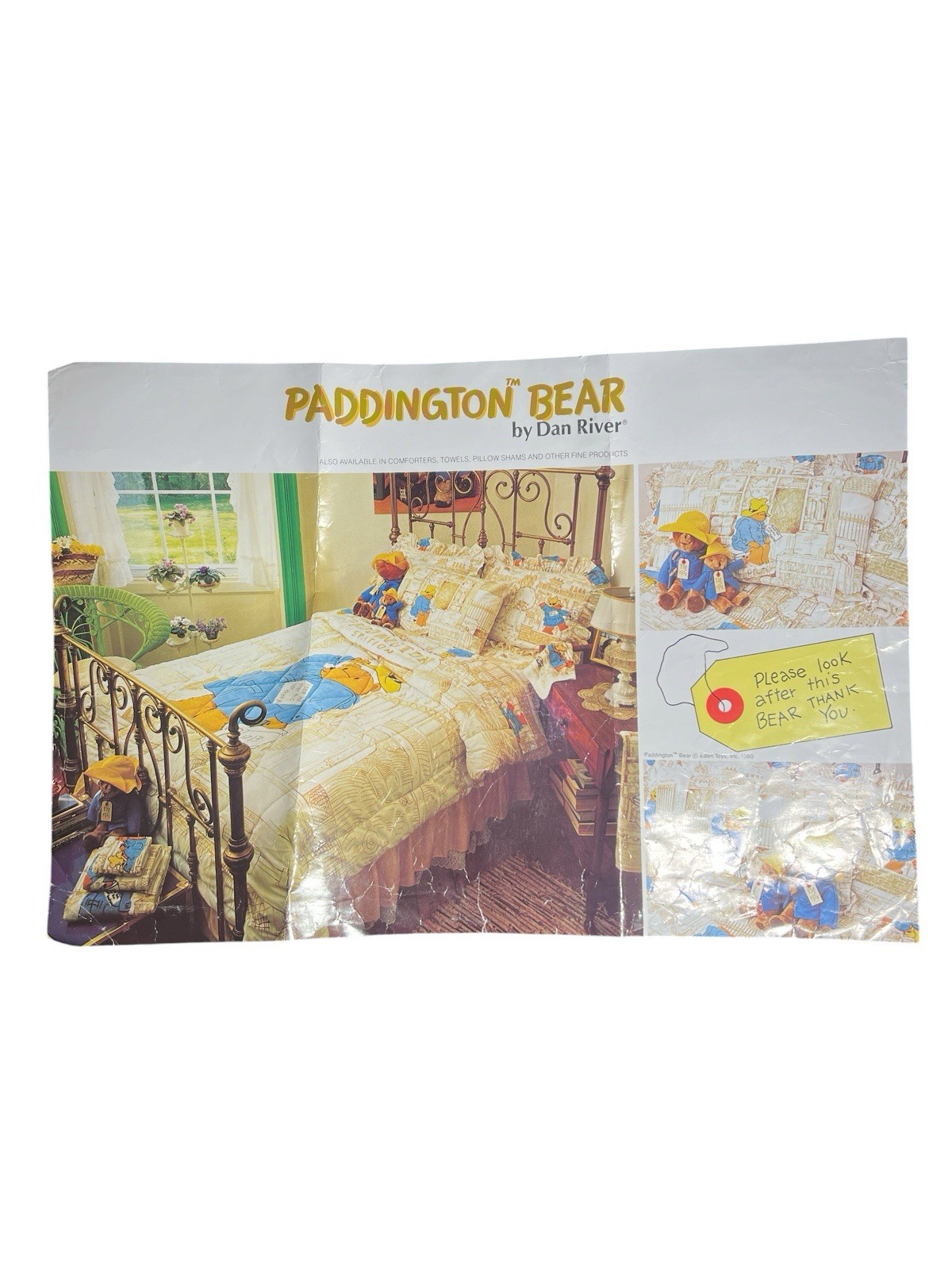 RARE Vintage 1980 Paddington Bear Bedding Sheet Set by Dan River - New 