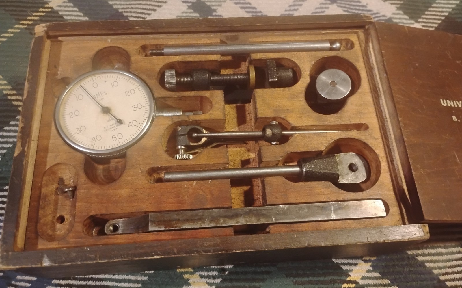 Vintage B.C. Ames Universal Test Indicator No 22C in Case & Box, Waltham Mass