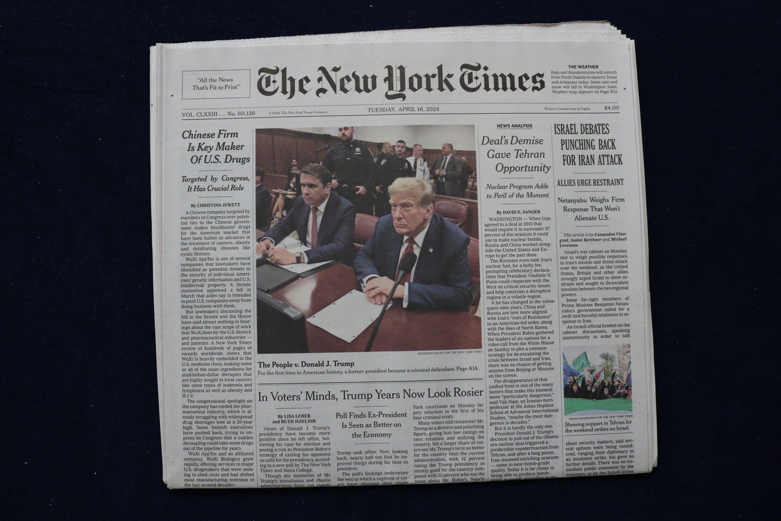 2024 APRIL 16 NEW YORK TIMES - THE PEOPLE V. DONALD J. TRUMP TRIAL BEGINS