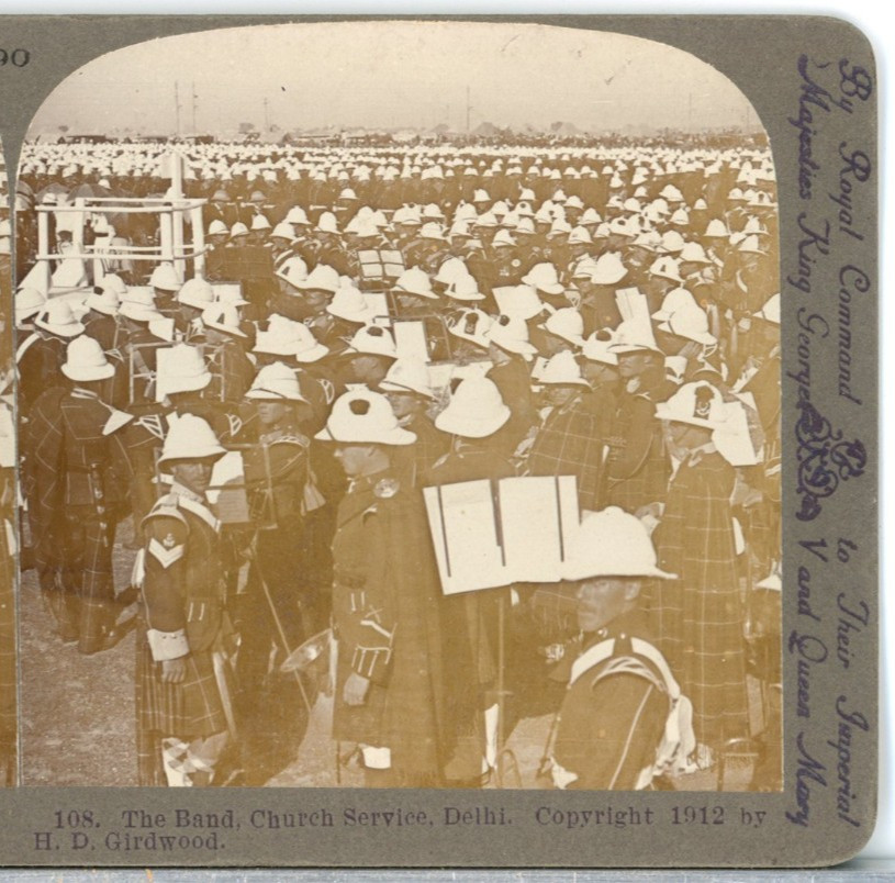 INDIA, The Band, Church Service, Delhi-Girdwood Stereoview B254