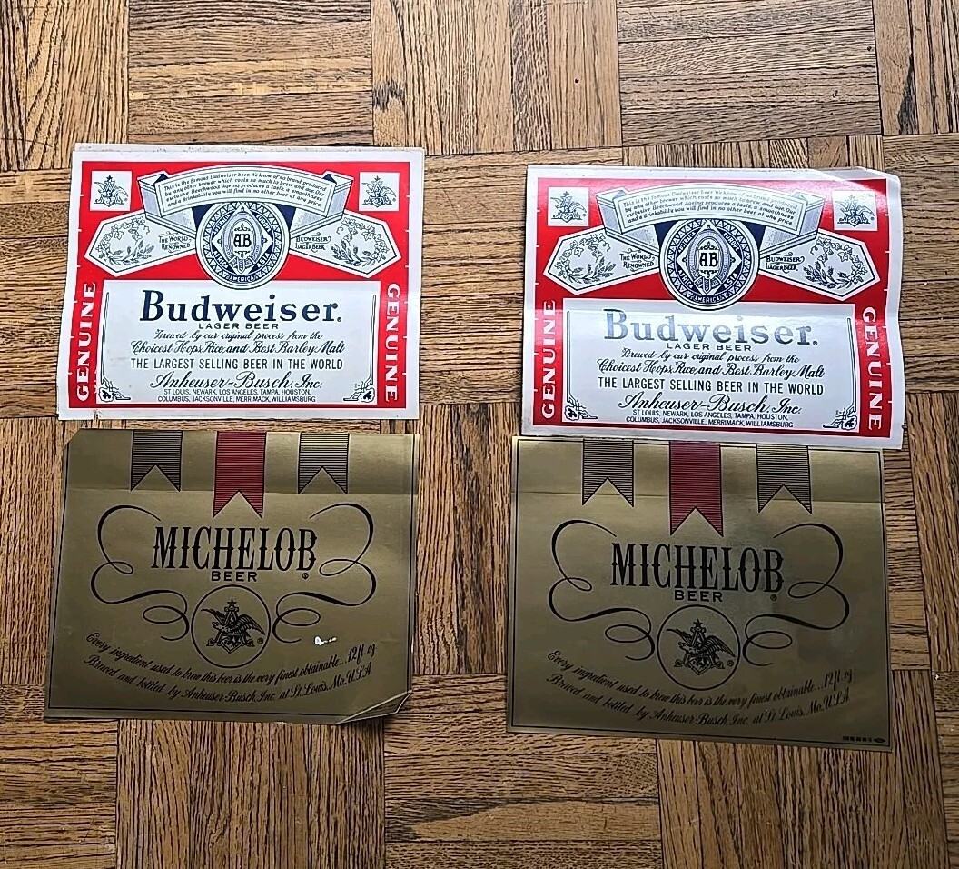 Vintage Budweiser & Michelob Beer Stickers Decals 9 X 7 - Rare Stickers