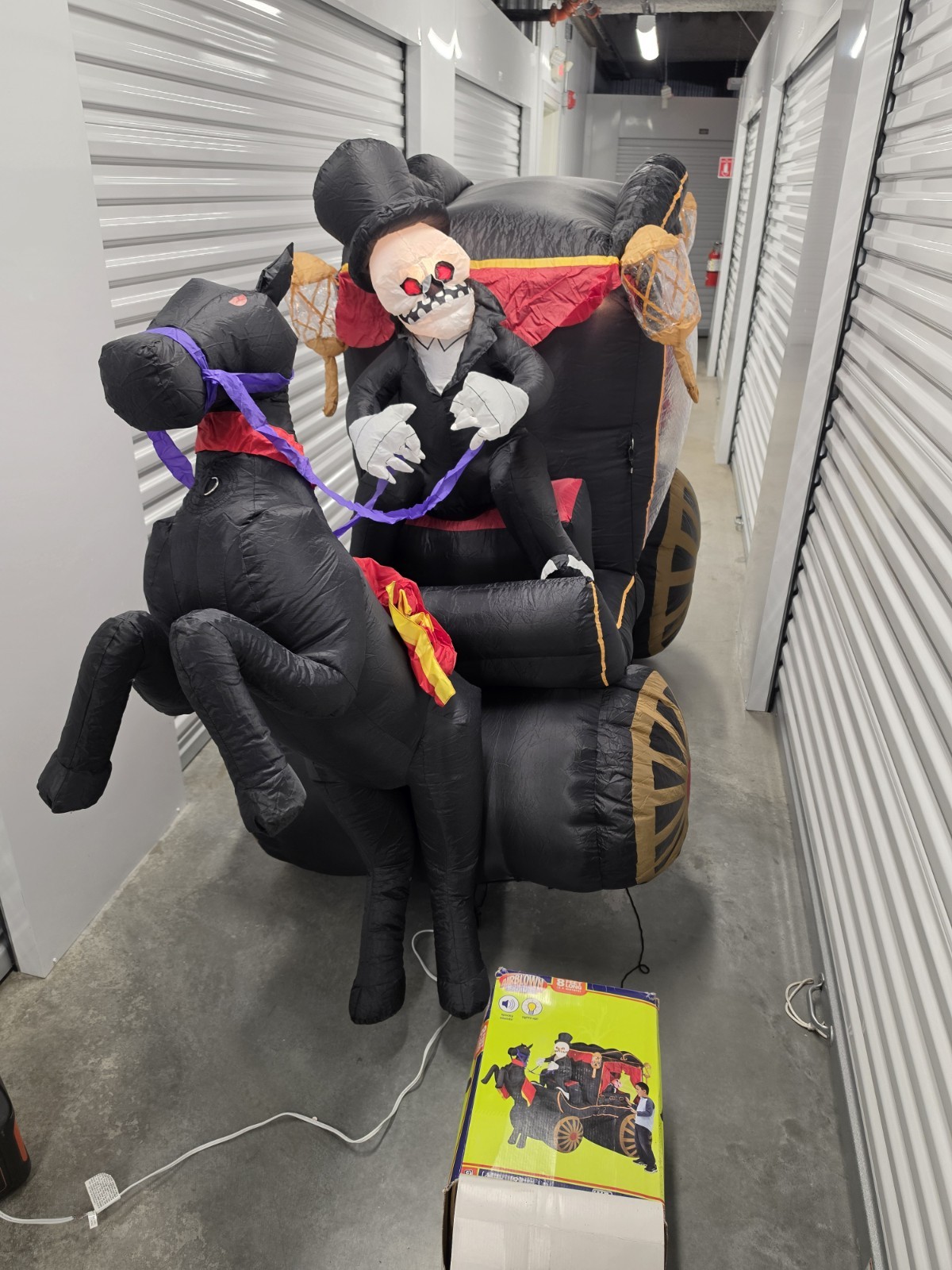 2008 Gemmy 8 ft Carriage Pumpkin Hearse Reaper Halloween Inflatable Air Blown