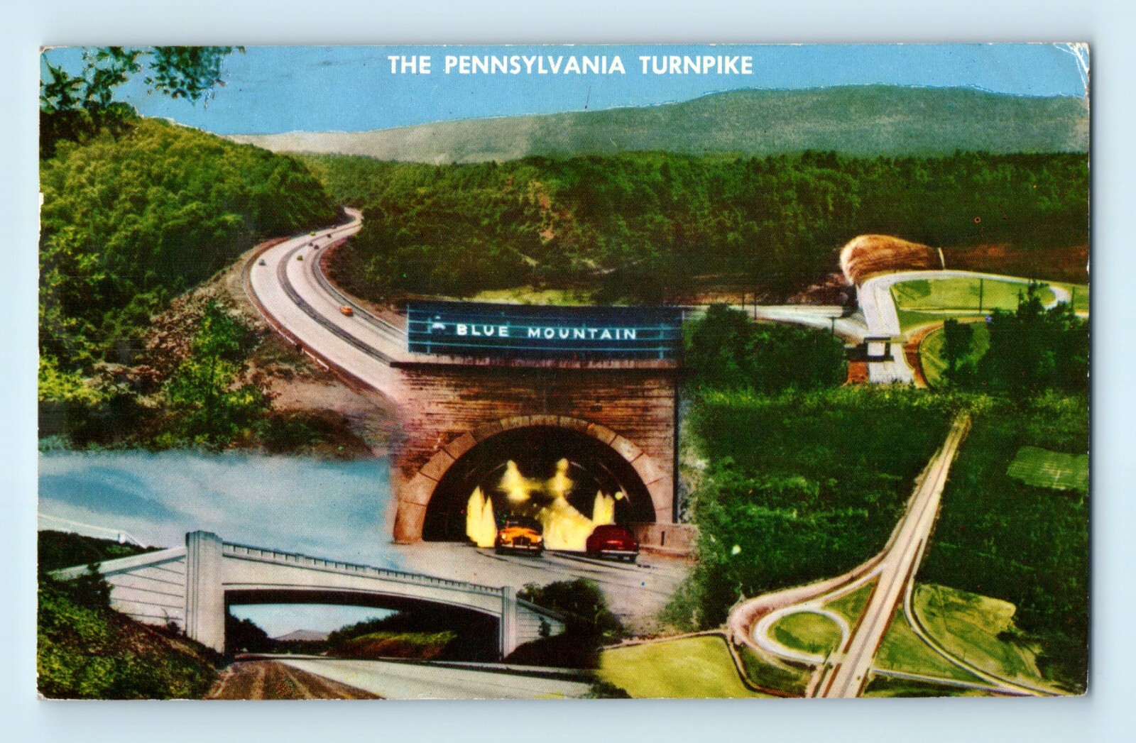 The Pennsylvania Turpike Blue Mountain Tunnel Super Toll Roads 1940 Postcard C6