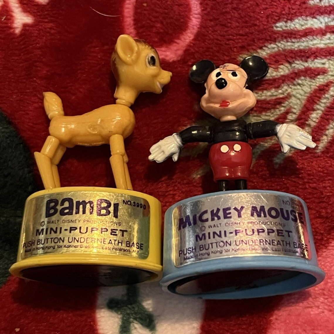 Mickey Mouse/bambi Mini-Puppet Push Button Kohner Bros  Walt Disney