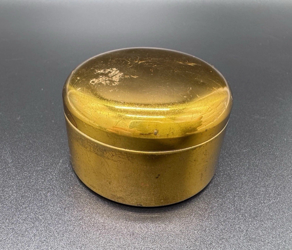 VTG O-So-Dry Powder Compact Marinello Brass Vanity Tin Loose Powder Trinket Box