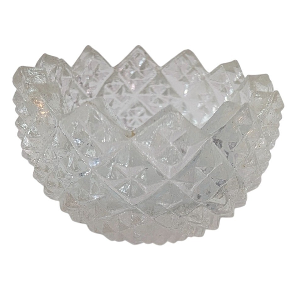 Vintage 80's Westmoreland Clear Glass English Hobnail Open Salt Cellar Trinket
