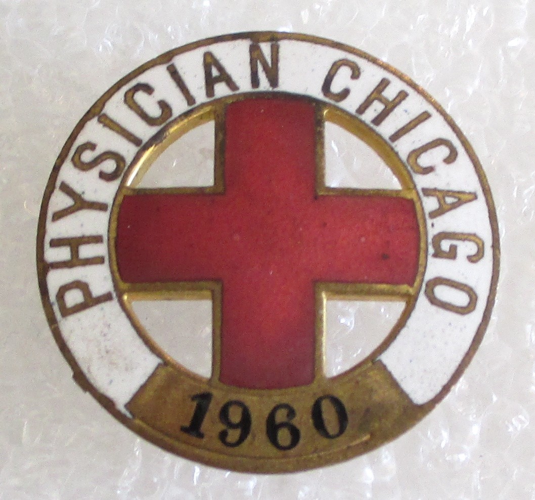Antique Red Cross Physician Chicago Numbered Doctor ID Badge Pin Antique Red Cross Physician Chicago Numbered Doctor ID Badge Pin