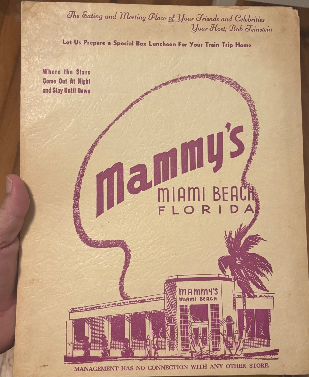 Vintage 1940s Miami Beach Florida Mammy\'s Restaurant Menu