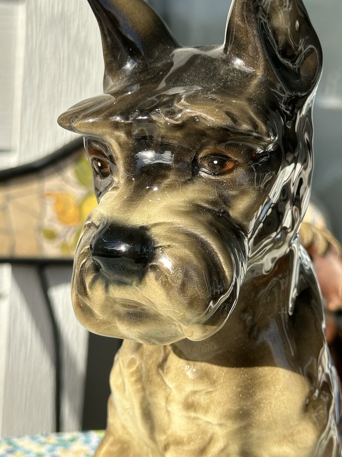 VTG GERMAN XL GOEBEL DOG WEST GERMANY SCHNAUZER Life Pup Puppy 12” Statue Figure