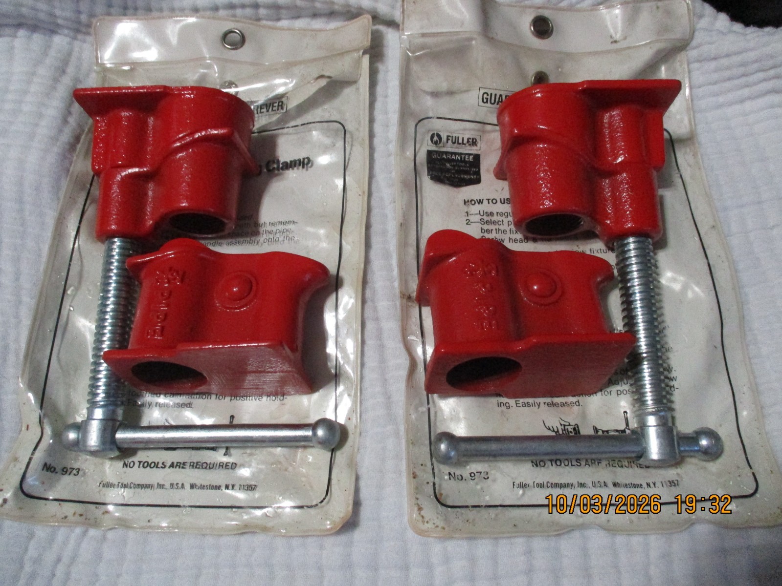 2 fuller new Quality Gluing Clamps 3/4 Threaded Pipe New Open package 973 clamp
