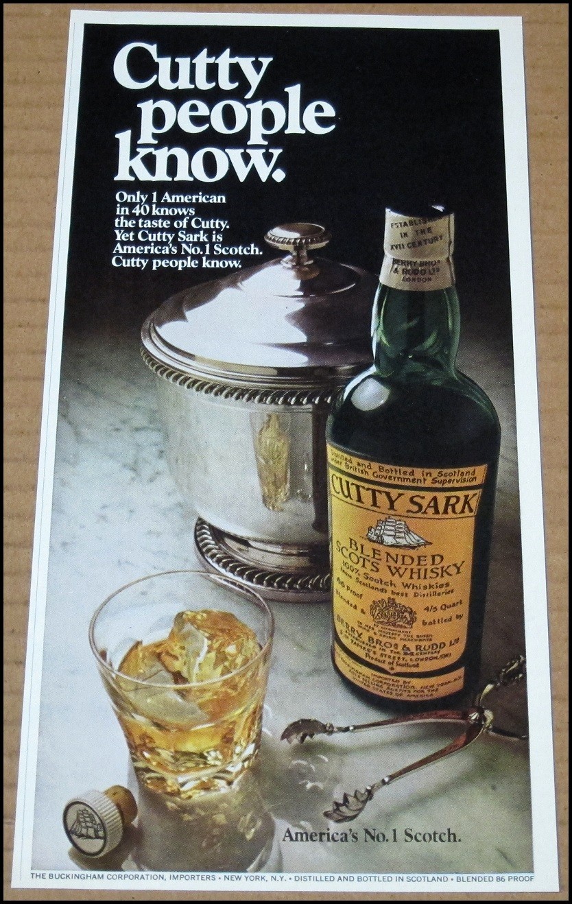 1970 Cutty Sark Scots Scotch Whisky Print Ad Vintage Advertisement Clipping