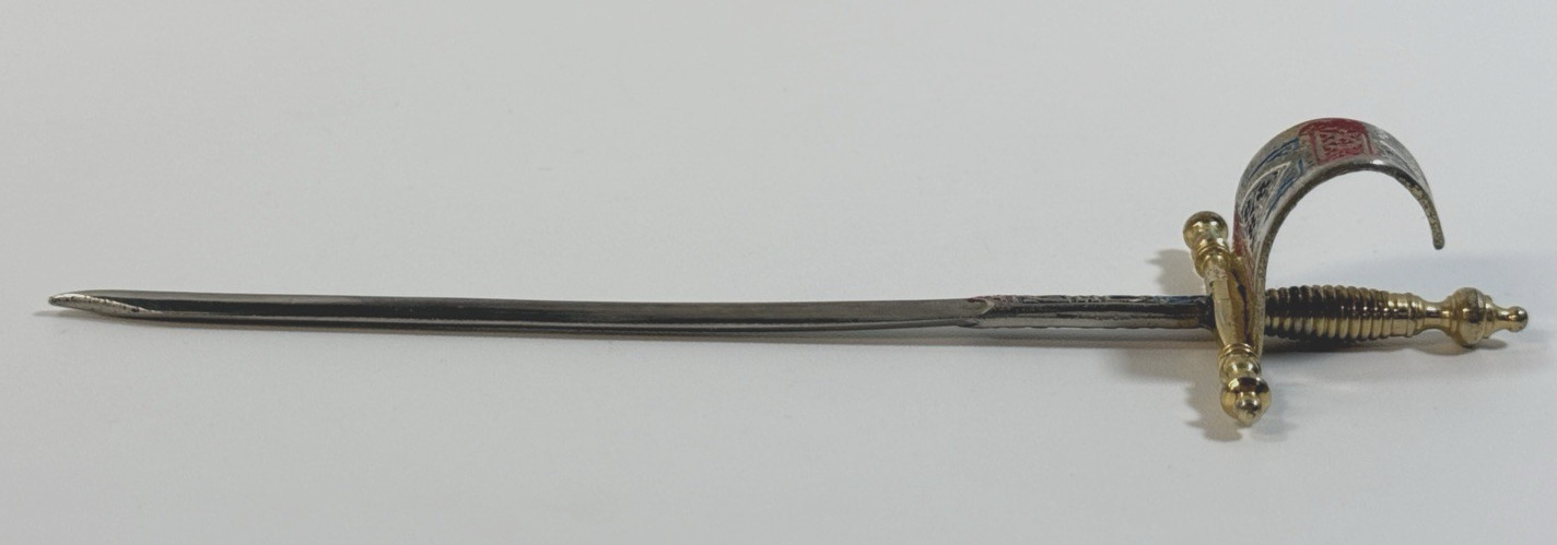 Vintage Toledo Spain Miniature Sword Letter Opener Enamel Gold Tone Souvenir