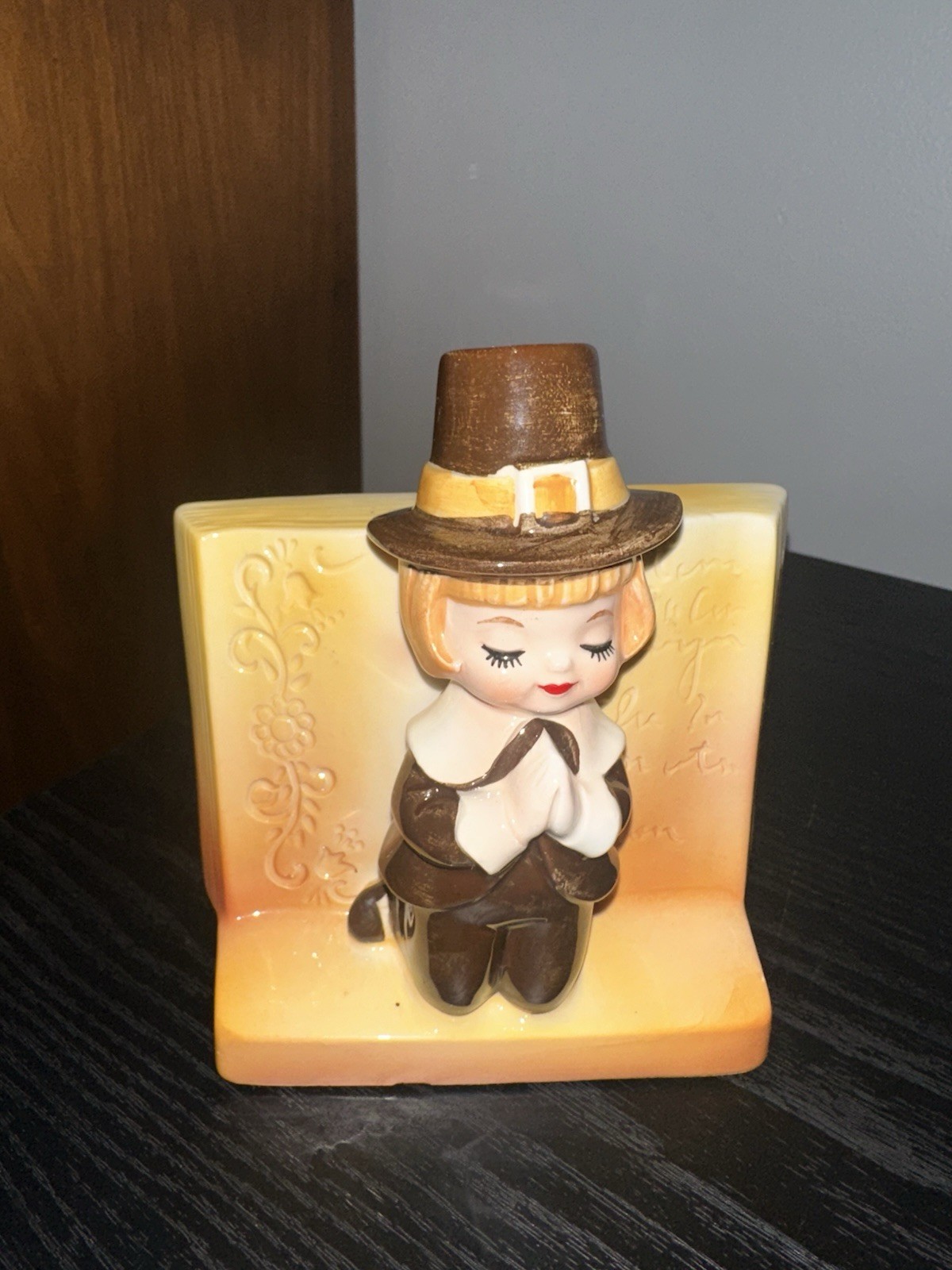 Relpo Vintage Ceramic Pilgrim Boy Planter Thanksgiving