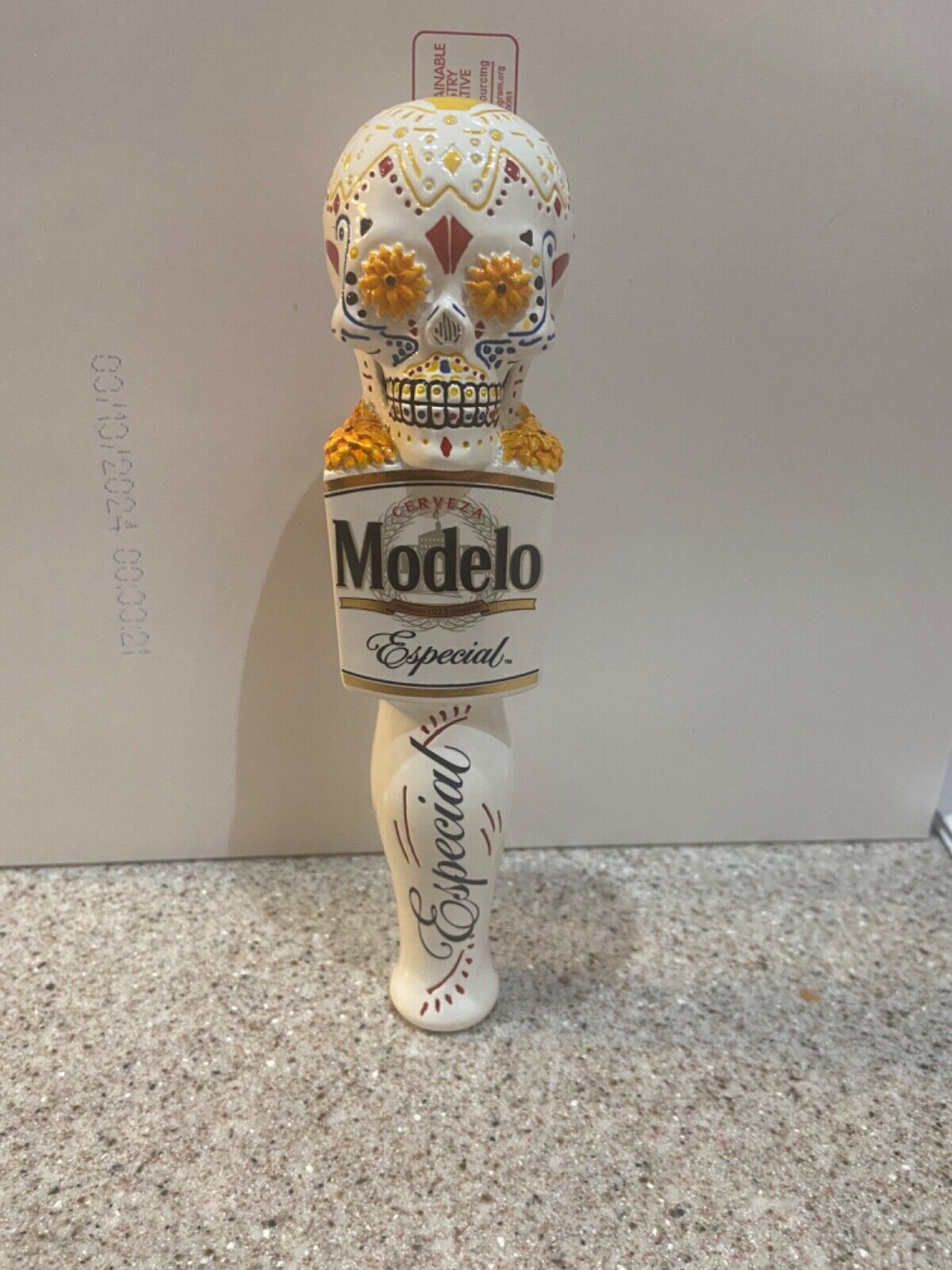 Modelo Especial Mini Beer Tap Handle Day of The Dead Skull 7” New