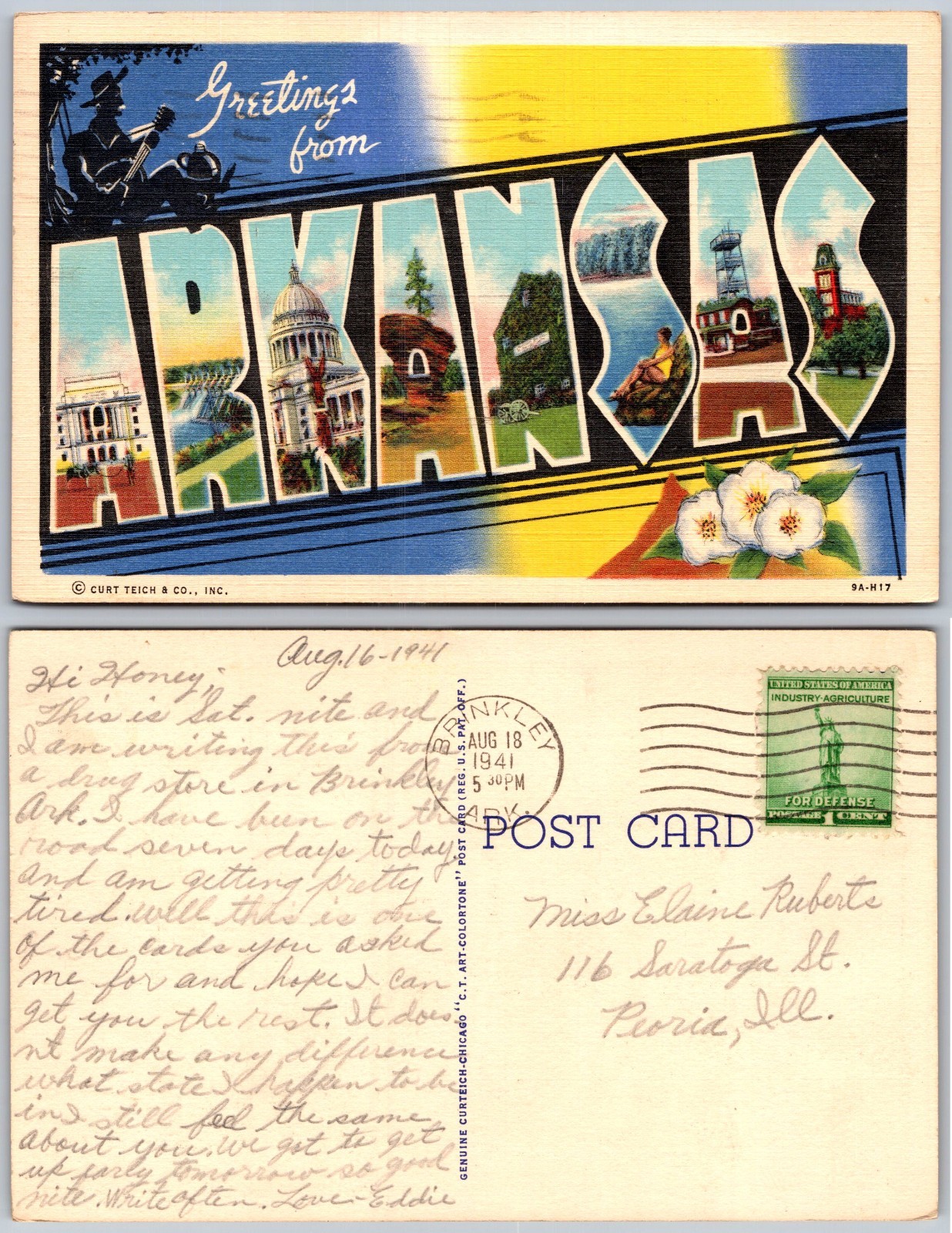Arkansas Greetings Postcard