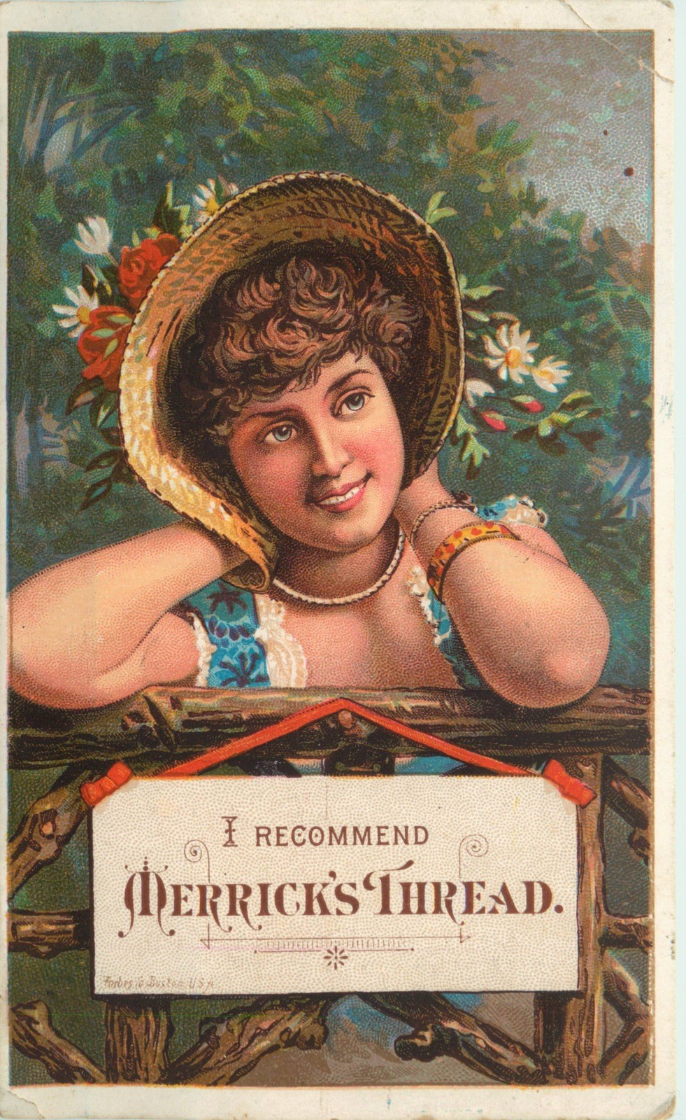 Merrick's Spool Thread Victorian Trade Card, Kreis & Tennison, Monticello, MN