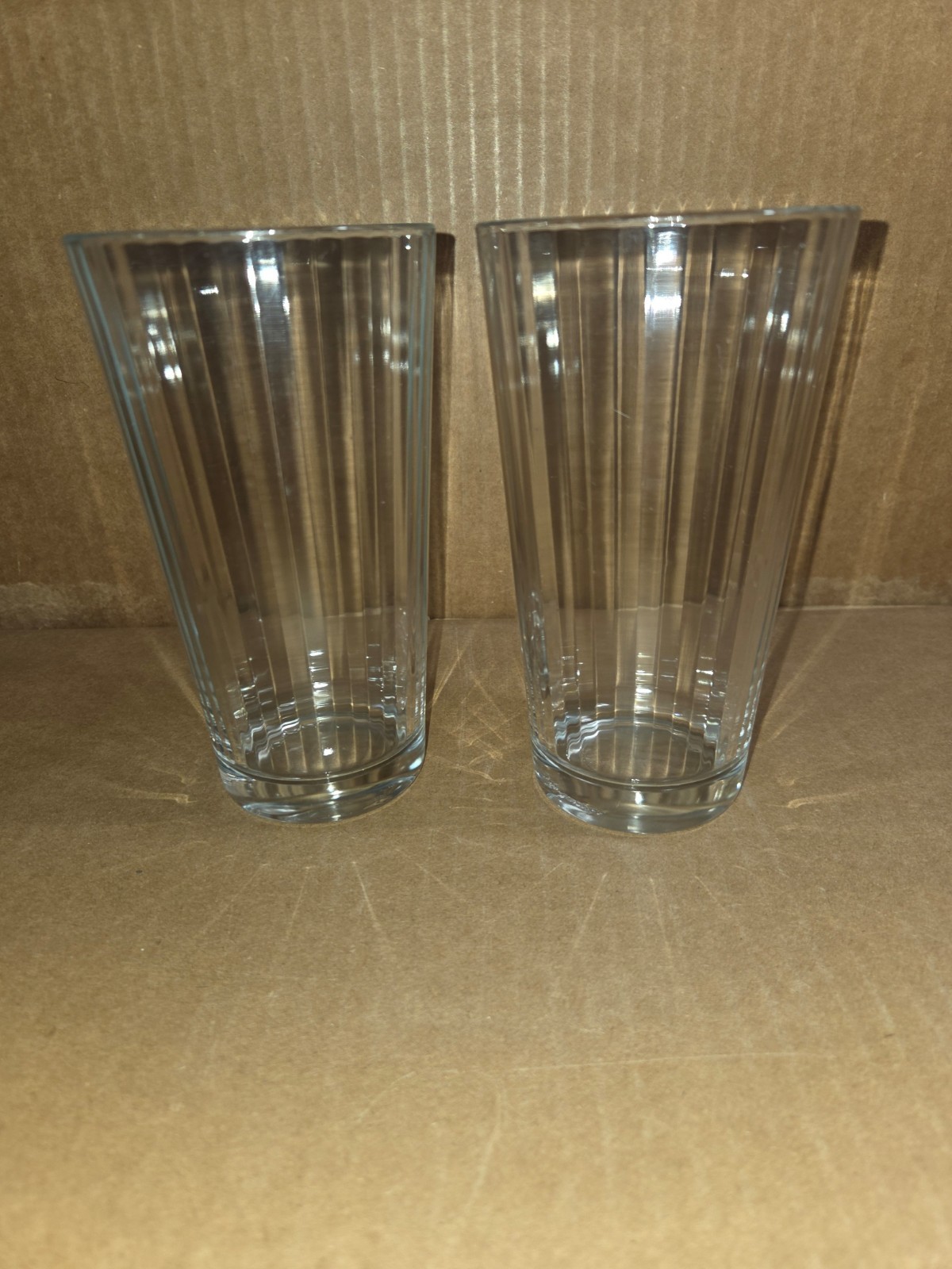 Glasses /  Tumblers Pasabahce Turkey Clear 16oz Heavy Vertical Panels X2