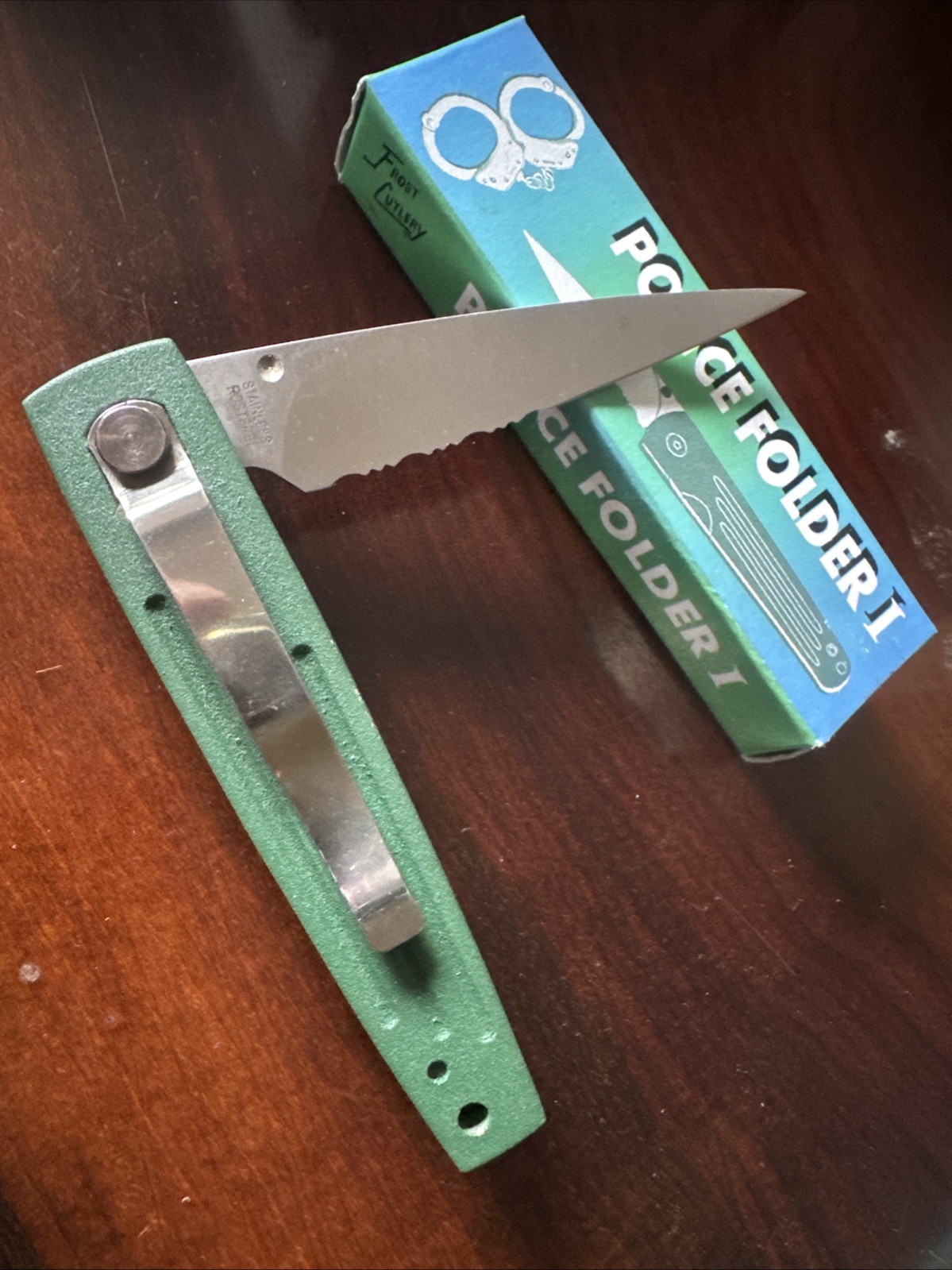 Rare 1991 Frost Cutlery Police Folder 1 Rostfrei NOS German Steel