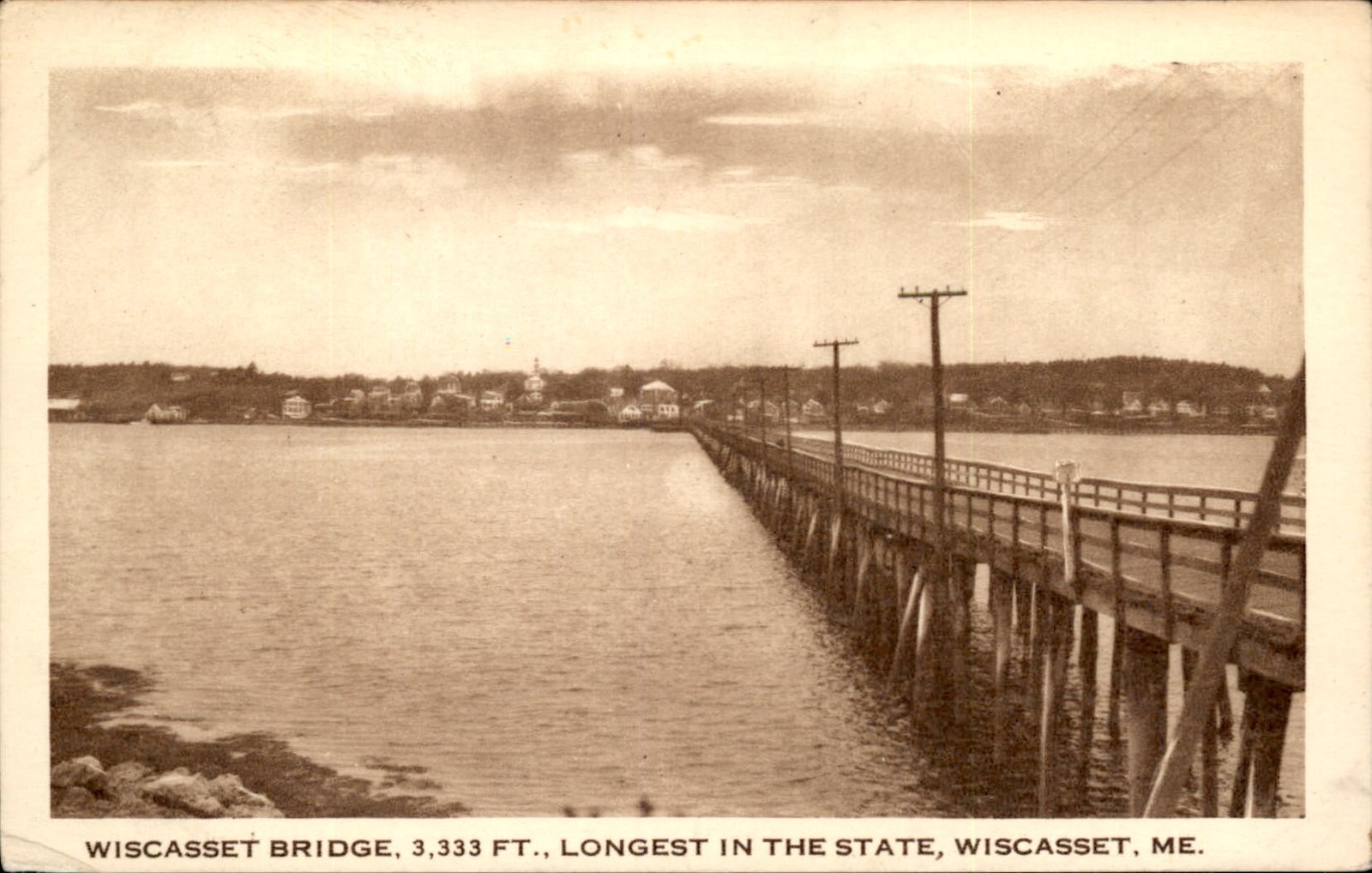 Wiscasset ME Bridge Wiscasset Bridge A. Hess Co. c1900s-10s Vintage Postcard