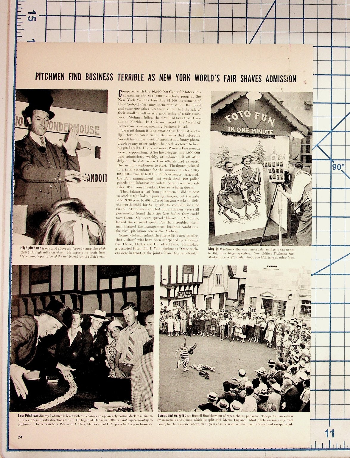 1939-40 NY World\'s Fair Pitchmen Foto Fun Magazine Article Ephemera