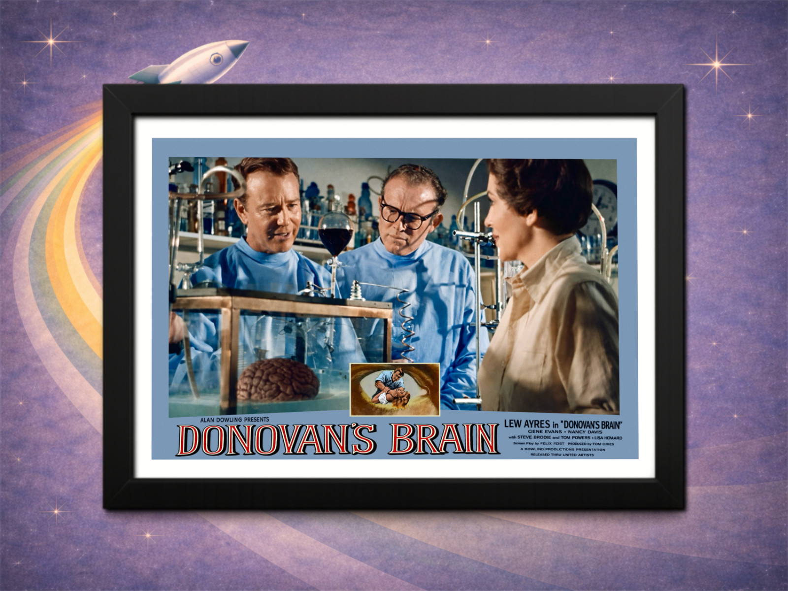Framed Donovan’s Brain (1953) Brain in Tank Lobby Card – Classic Sci-Fi