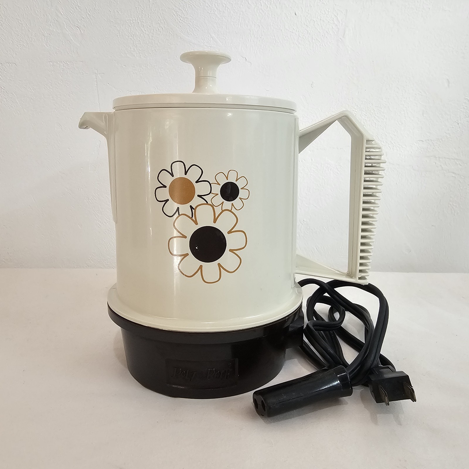 Vintage Regal Poly-Perk 2–4 Cup Electric Coffee Percolator Daisy Pattern WORKS