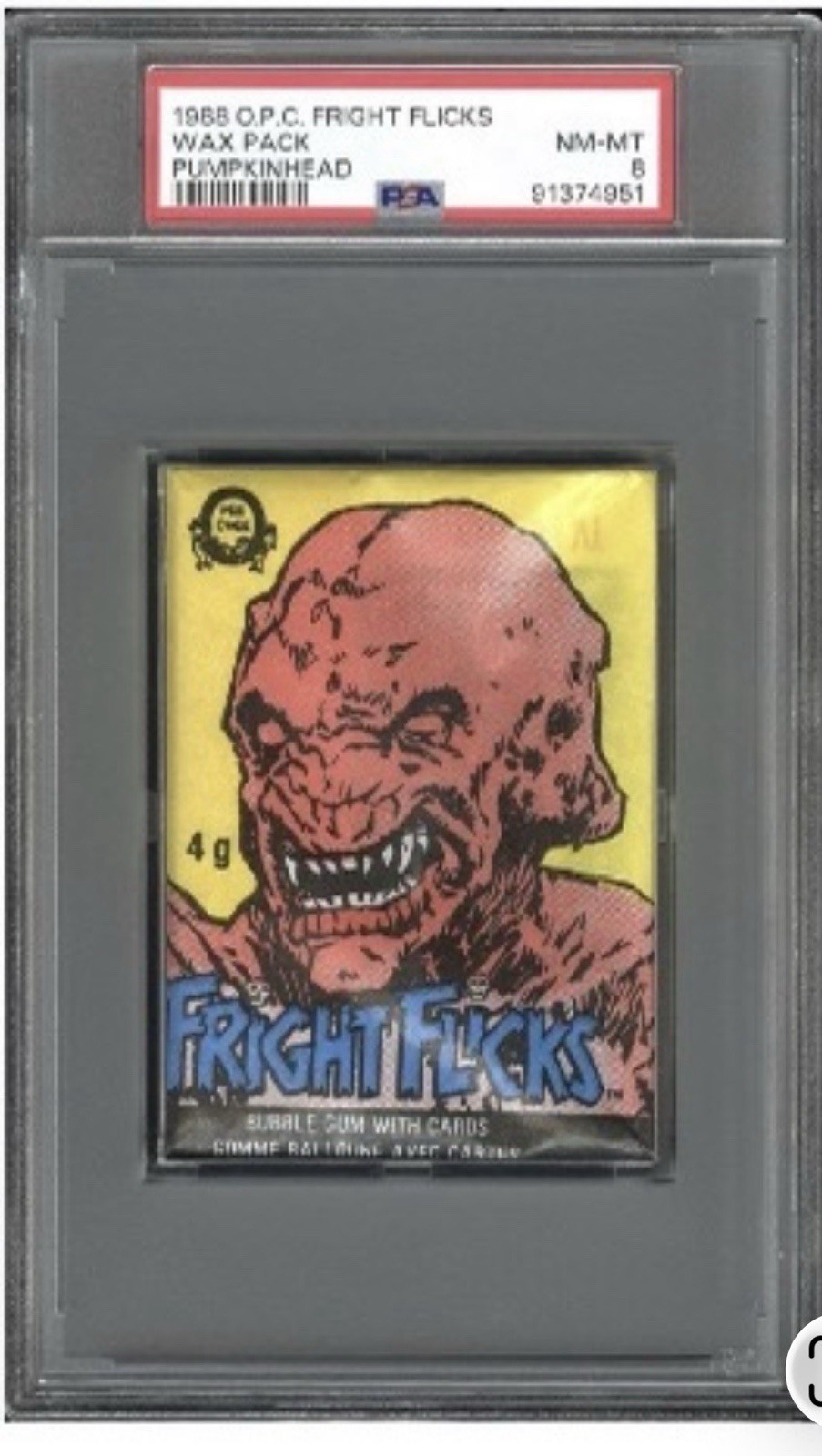 🔥1988 O-Pee-Chee OPC Fright Flicks Wax Pack Pumpkinhead PSA 8 None Higher POP 1