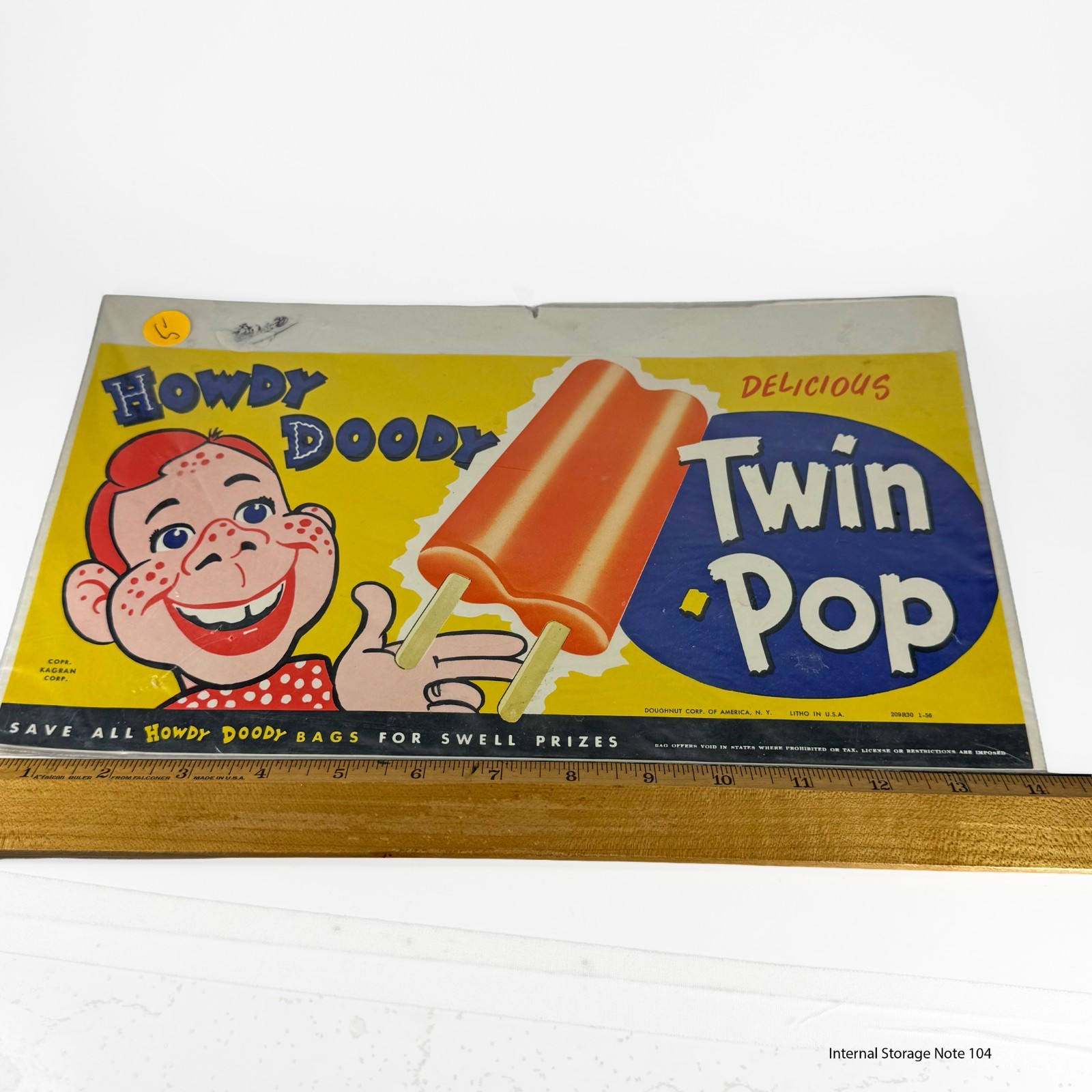 Vintage Howdy Doody Twin-Pop Tin Cardboard Advertising Store Display Sign